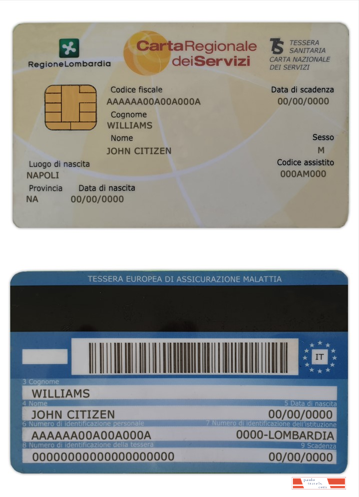 Italy health insurance card (Tessera sanitaria)